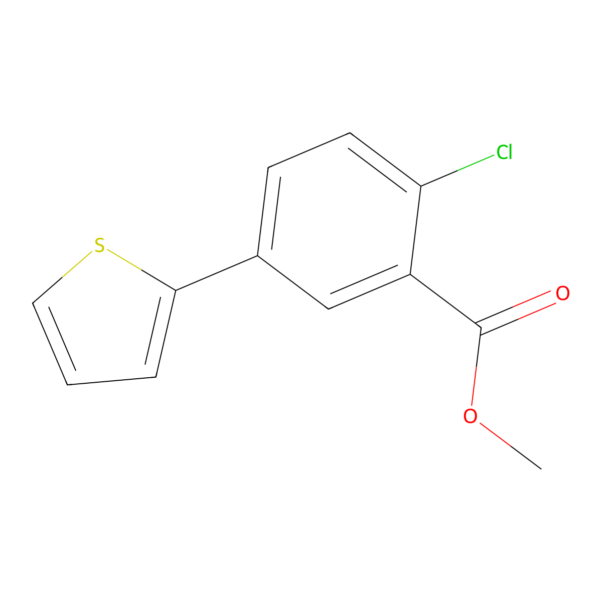 Methyl 2-chloro-5-(thiophen-2-YL)benzoate molecular structure, CAS 1820736-47-7