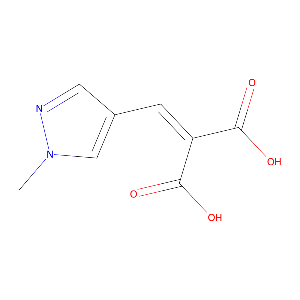 2-[(1-Methylpyrazol-4-YL)methylidene]propanedioic acid molecular structure, CAS 1820736-56-8