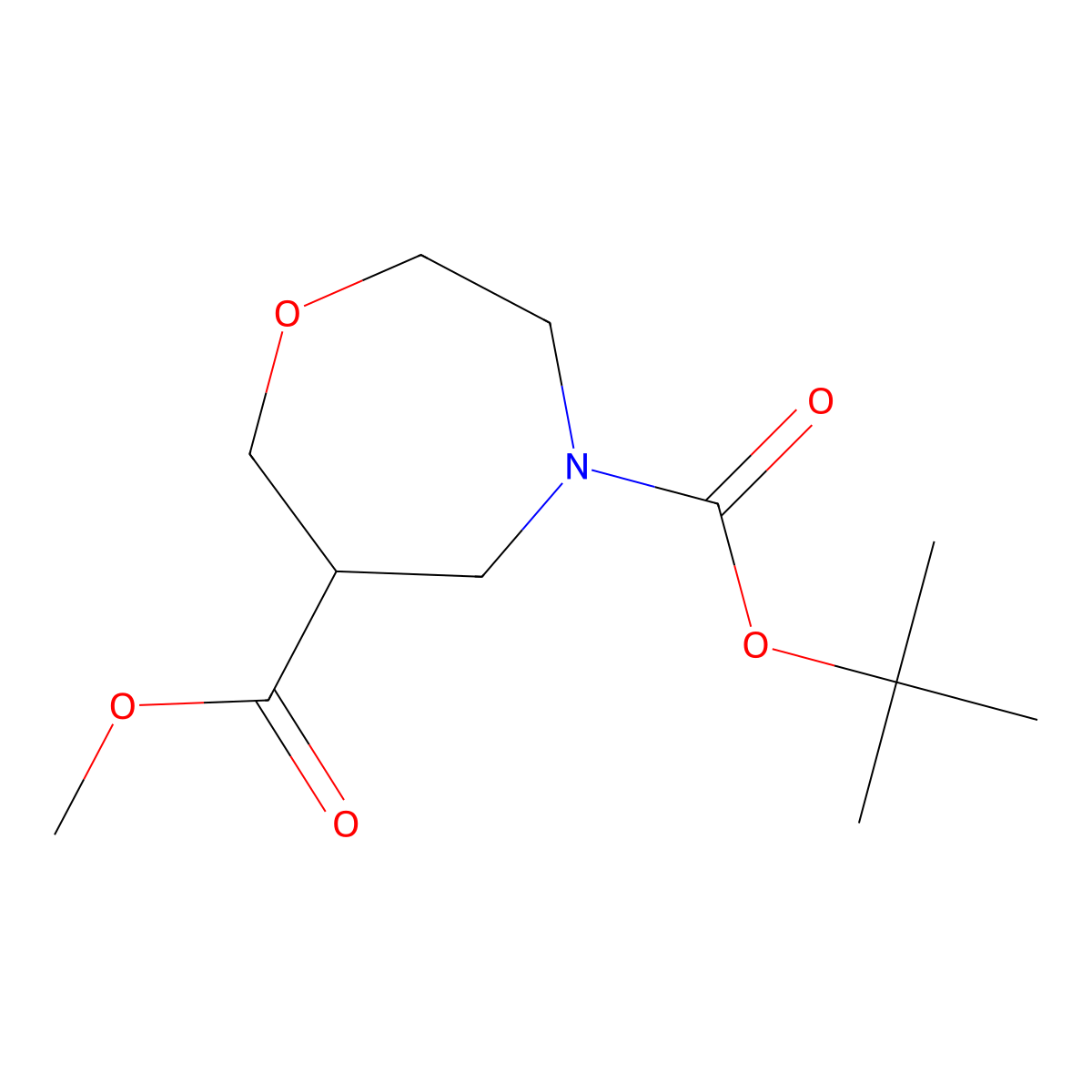 4-tert-Butyl 6-methyl 1,4-oxazepane-4,6-dicarboxylate molecular structure, CAS 1820736-58-0
