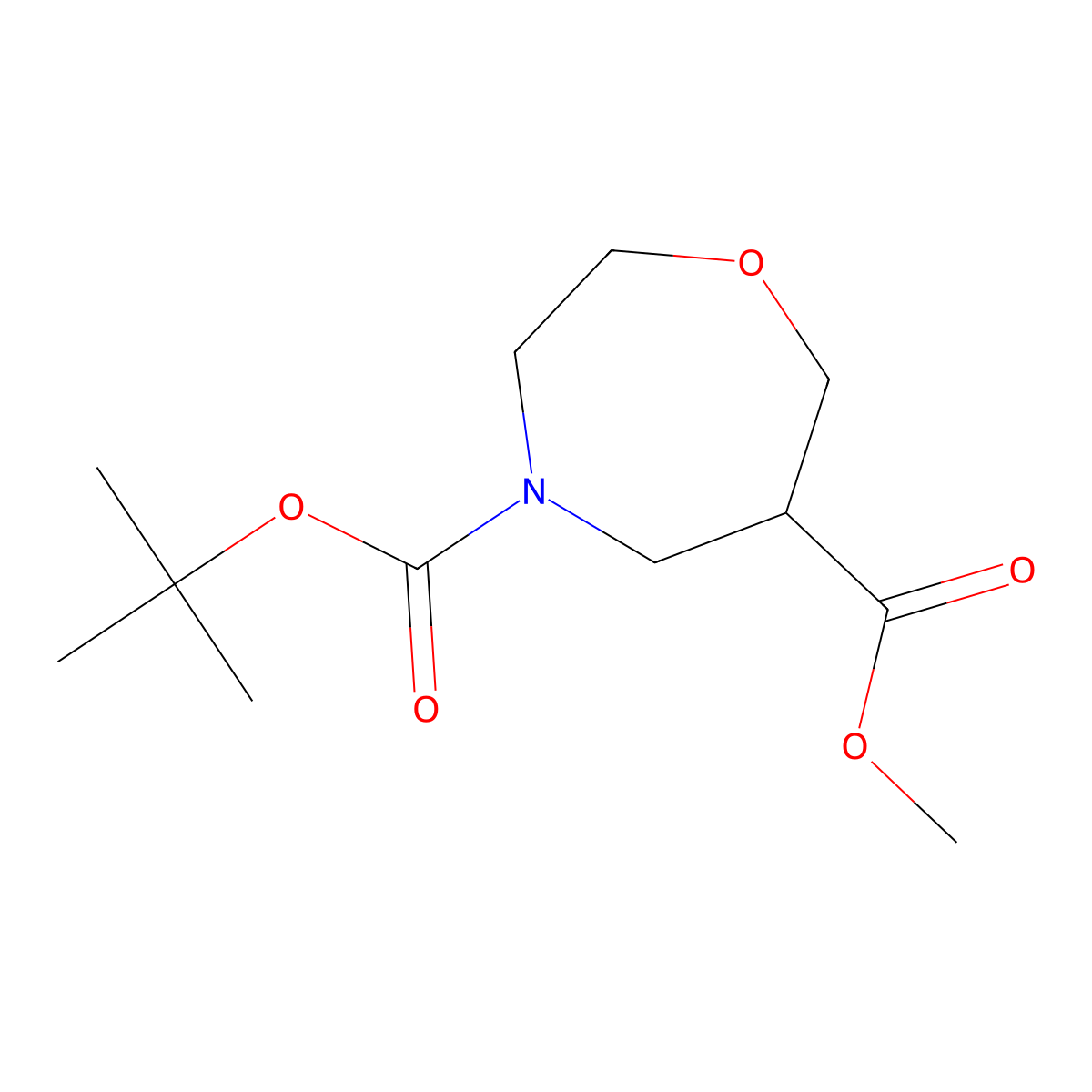 4-tert-Butyl 6-methyl 1,4-oxazepane-4,6-dicarboxylate molecular structure, CAS 1820736-58-0