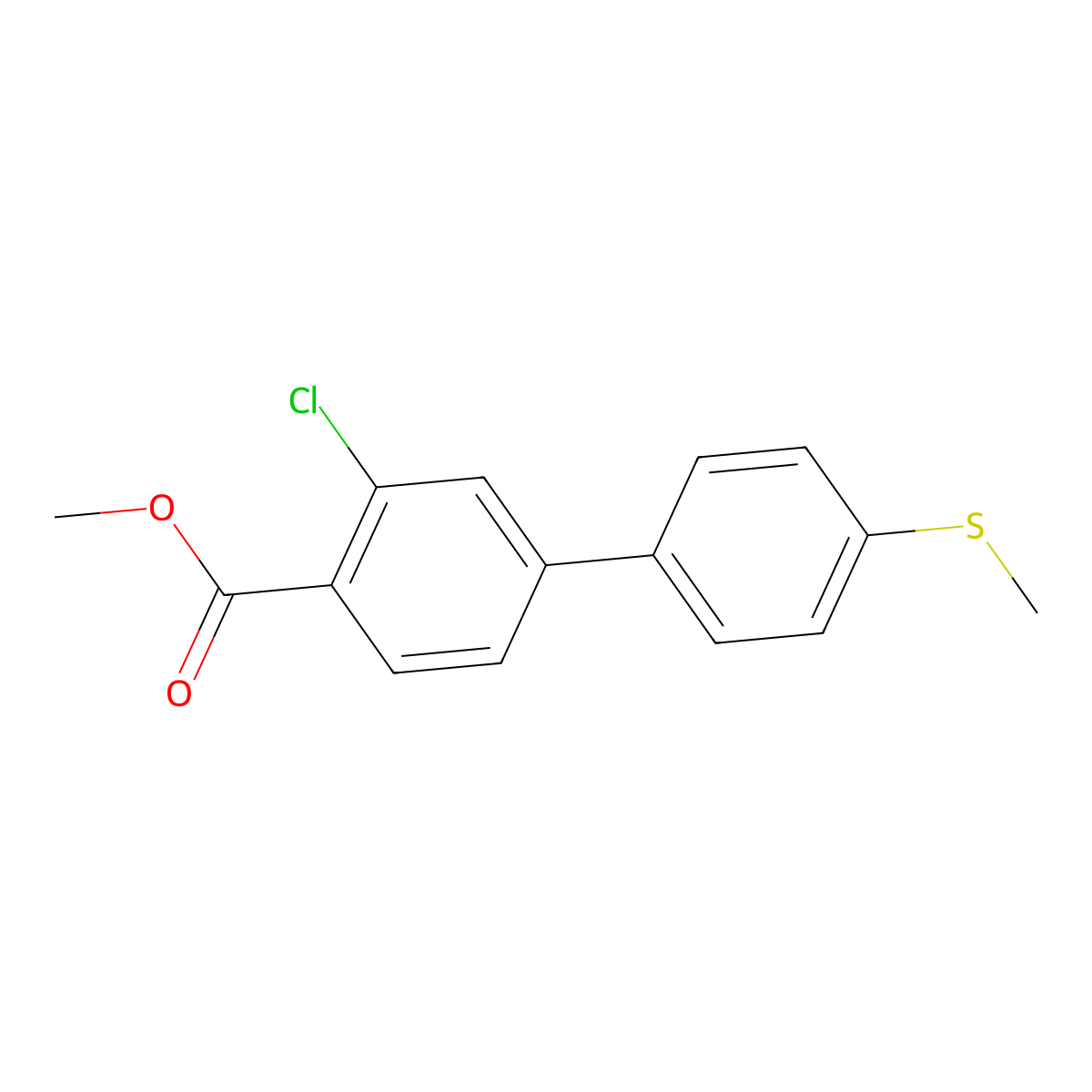 Methyl 2-chloro-4-[4-(methylsulfanyl)phenyl]benzoate molecular structure, CAS 1820739-54-5