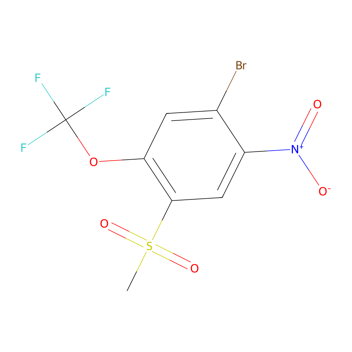 1-Bromo-4-(methylsulfonyl)-2-nitro-5-(trifluoromethoxy)benzene molecular structure, CAS 1820739-59-0
