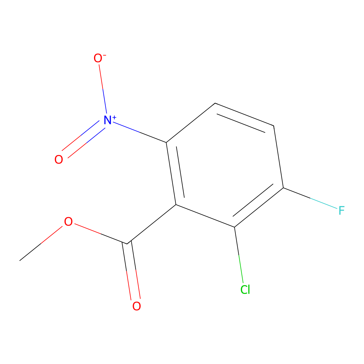 Methyl 2-chloro-3-fluoro-6-nitrobenzoate molecular structure, CAS 1820739-83-0