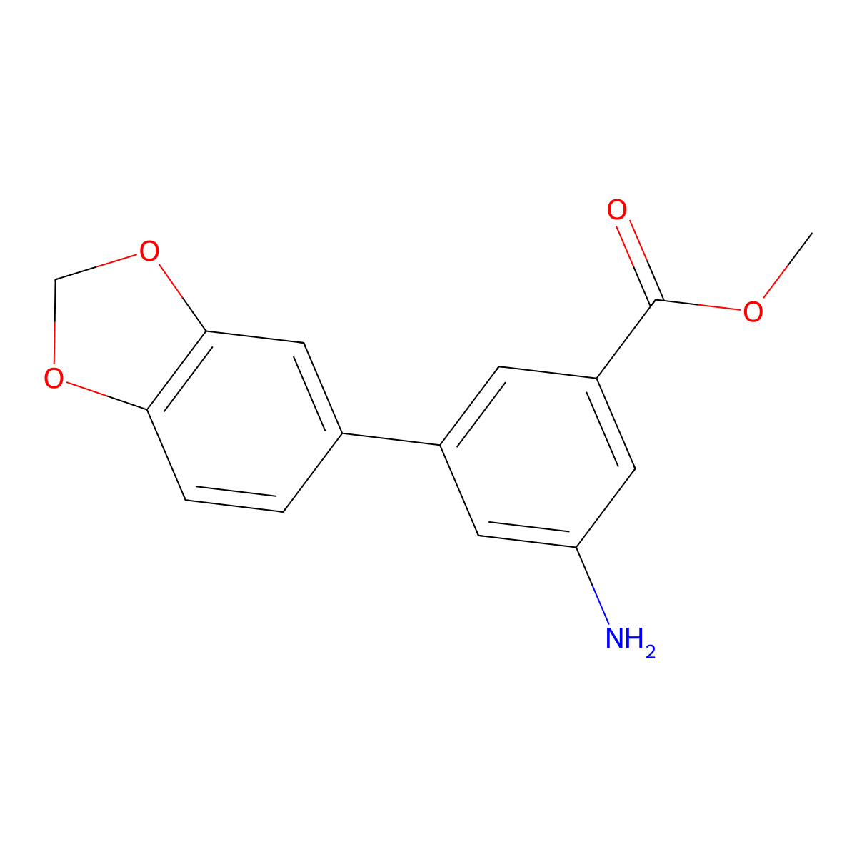Methyl 3-amino-5-(2H-1,3-benzodioxol-5-YL)benzoate molecular structure, CAS 1820740-42-8