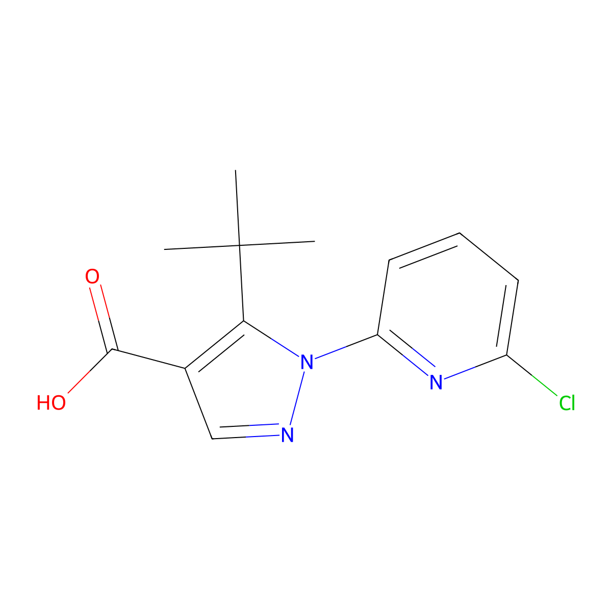 5-Tert-butyl-1-(6-chloropyridin-2-YL)pyrazole-4-carboxylic acid molecular structure, CAS 1820740-45-1