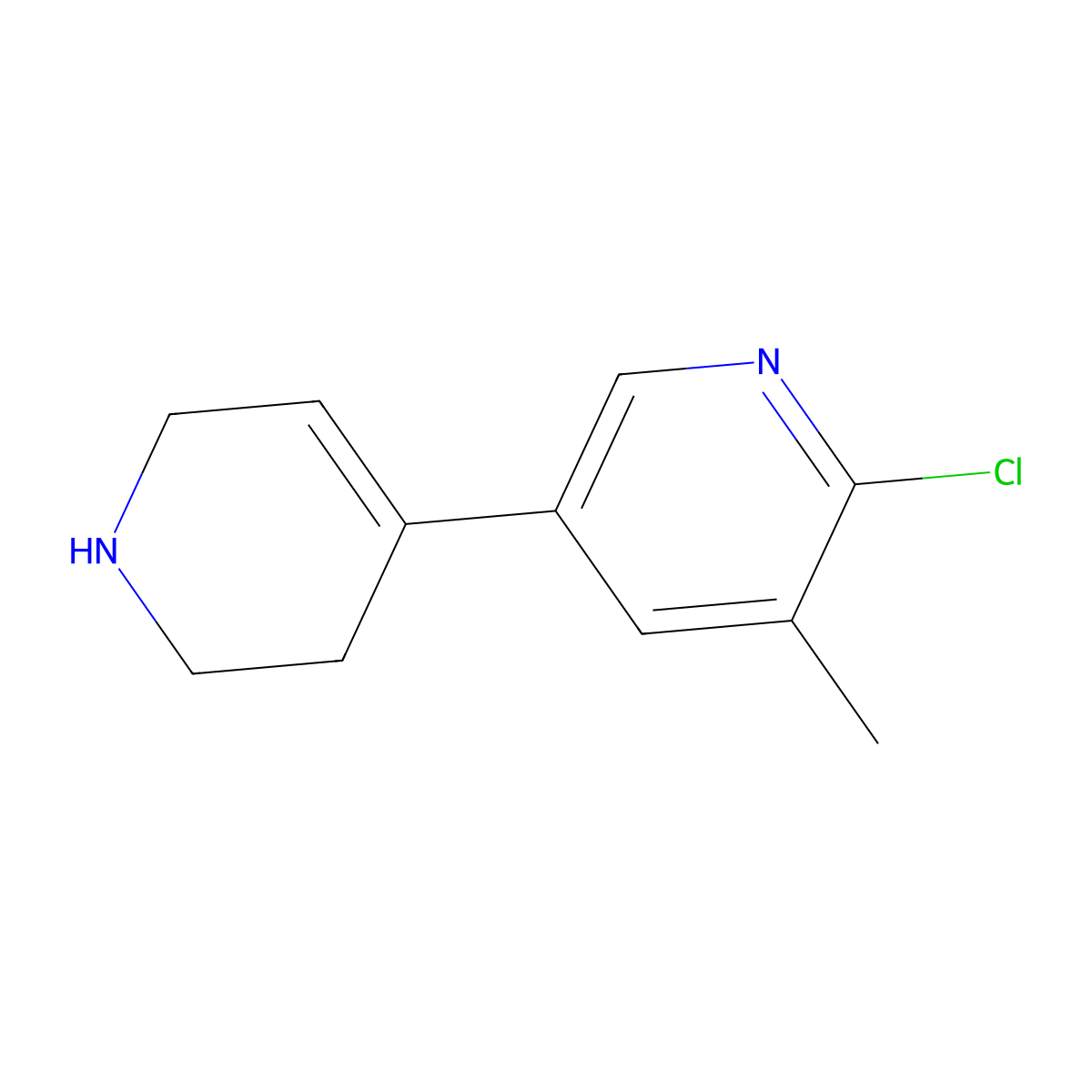 2-Chloro-3-methyl-5-(1,2,3,6-tetrahydropyridin-4-yl)pyridine molecular structure, CAS 1820740-51-9