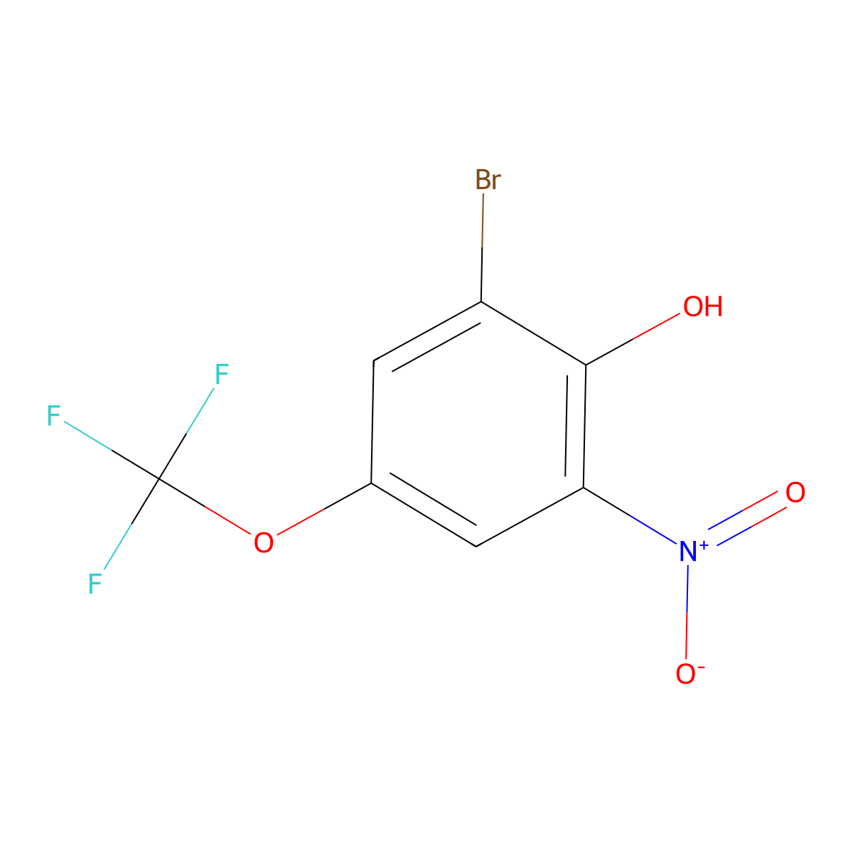 2-Bromo-6-nitro-4-(trifluoromethoxy)phenol molecular structure, CAS 1820740-59-7