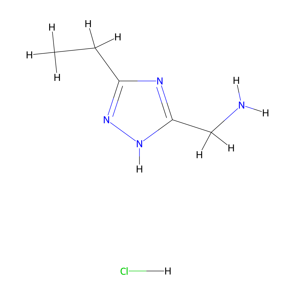 (5-ethyl-1H-1,2,4-triazol-3-yl)methanamine hydrochloride molecular structure, CAS 1820740-63-3