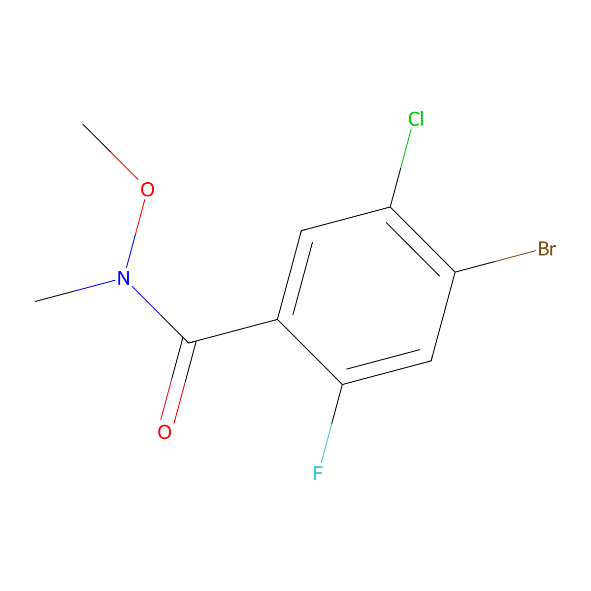 4-bromo-5-chloro-2-fluoro-N-methoxy-N-methylbenzamide molecular structure, CAS 1820740-68-8