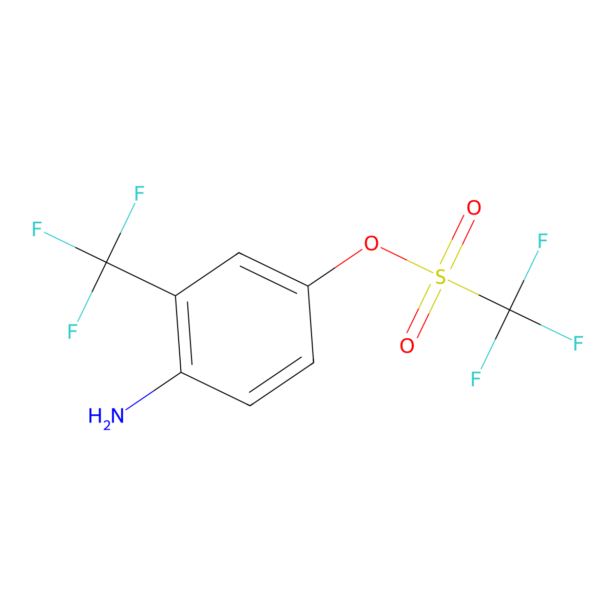 4-Amino-3-(trifluoromethyl)phenyl trifluoromethanesulphonate molecular structure, CAS 1820740-69-9
