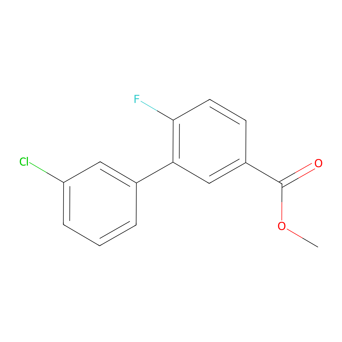 Methyl 3-(3-chlorophenyl)-4-fluorobenzoate molecular structure, CAS 1820740-85-9
