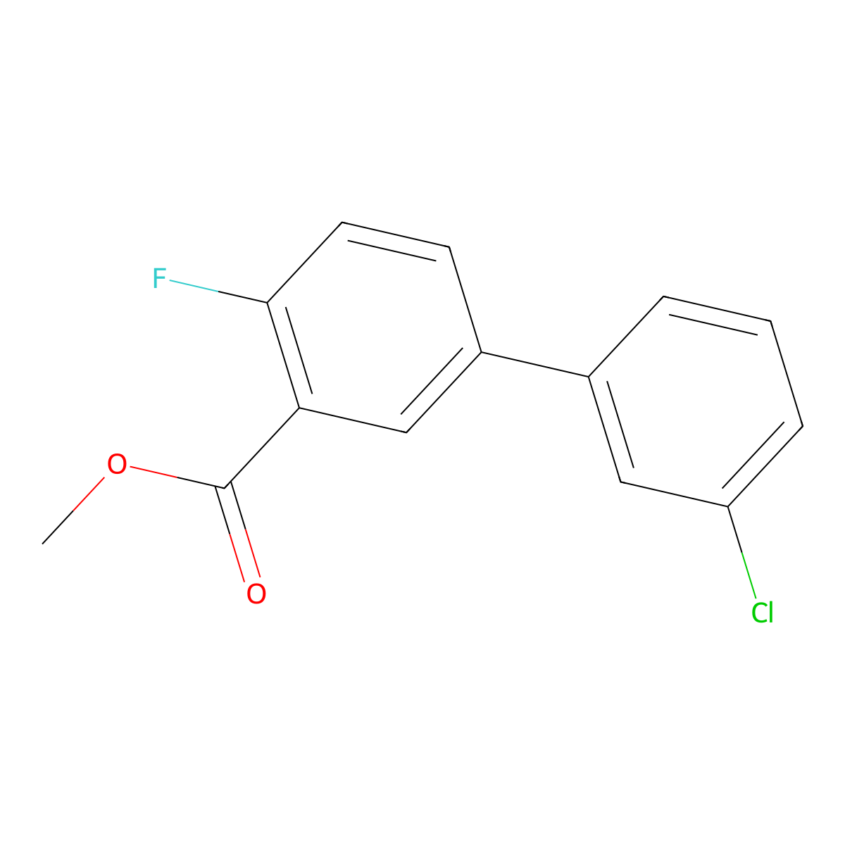 Methyl 5-(3-chlorophenyl)-2-fluorobenzoate molecular structure, CAS 1820740-96-2