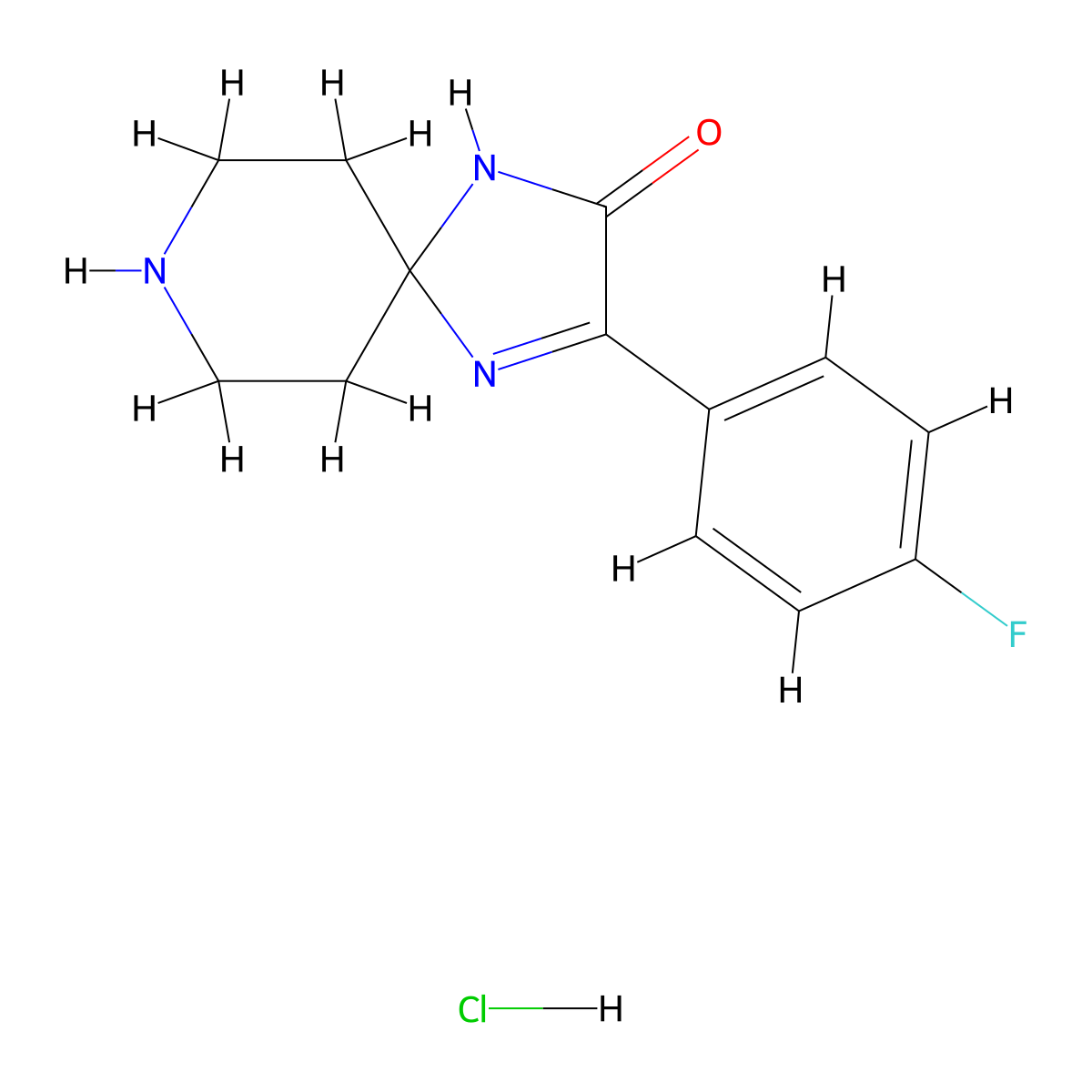 3-(4-Fluorophenyl)-1,4,8-triazaspiro[4.5]dec-3-en-2-one hydrochloride molecular structure, CAS 1820741-03-4