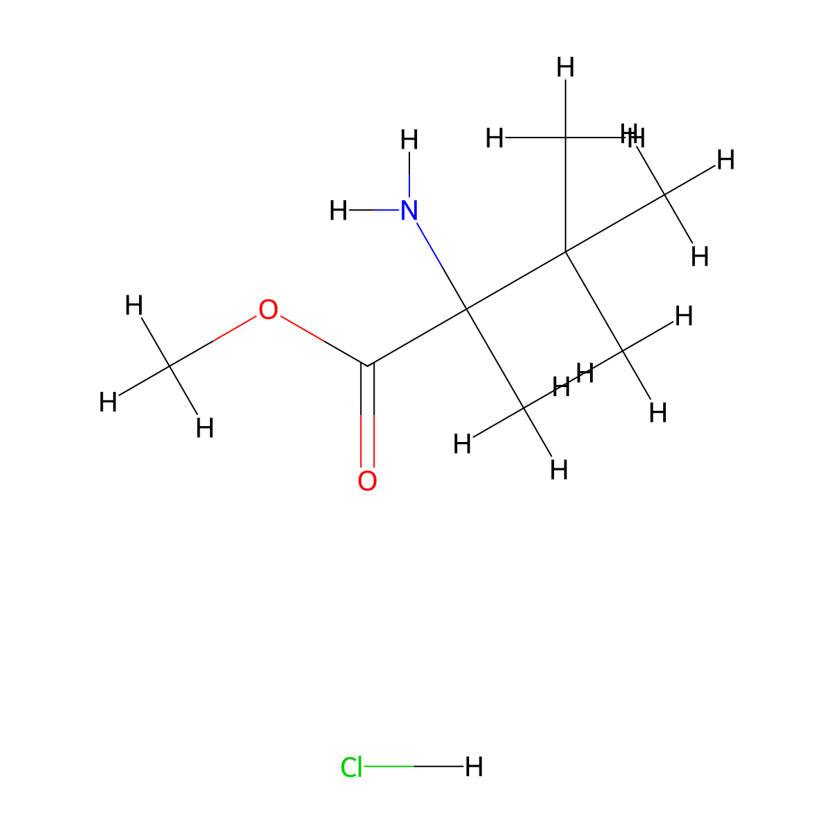 Methyl 2-amino-2,3,3-trimethylbutanoate hydrochloride molecular structure, CAS 1820741-04-5