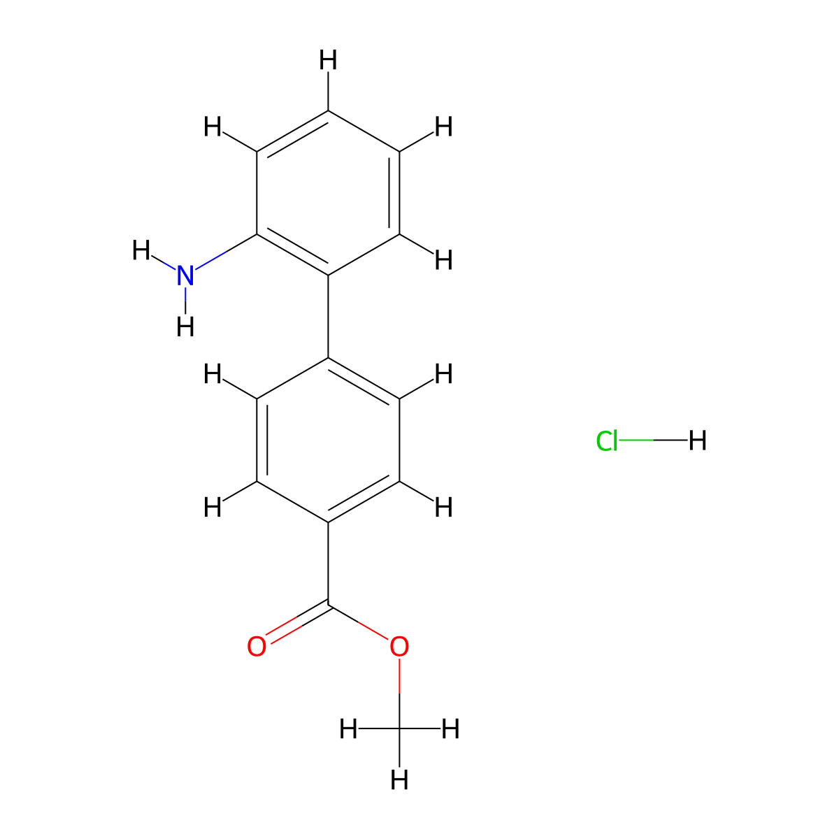Methyl 4-(2-aminophenyl)benzoate hydrochloride molecular structure, CAS 1820741-08-9