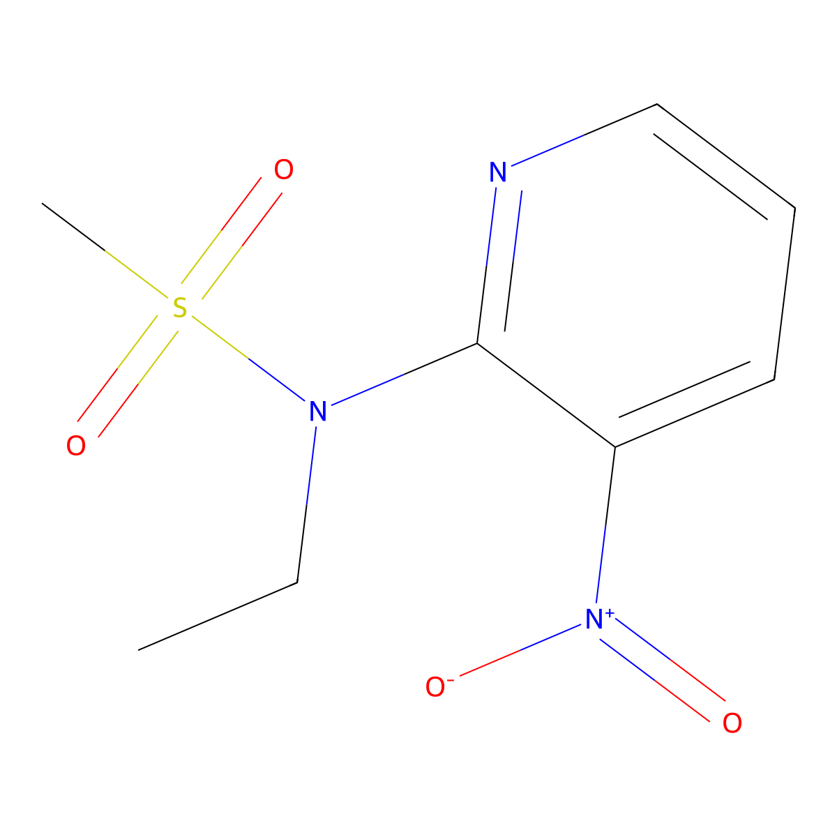 N-Ethyl-N-(3-nitropyridin-2-yl)methanesulfonamide molecular structure, CAS 1820741-36-3