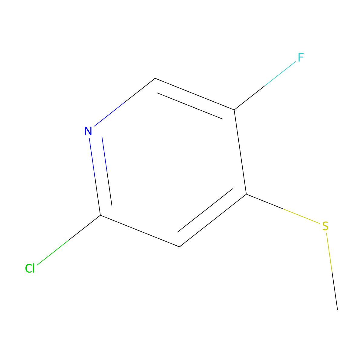 2-Chloro-5-fluoro-4-(methylthio)pyridine molecular structure, CAS 1820741-49-8