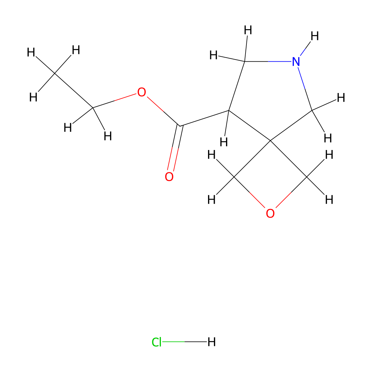 Ethyl 2-oxa-6-azaspiro[3.4]octane-8-carboxylate hydrochloride molecular structure, CAS 1820741-76-1