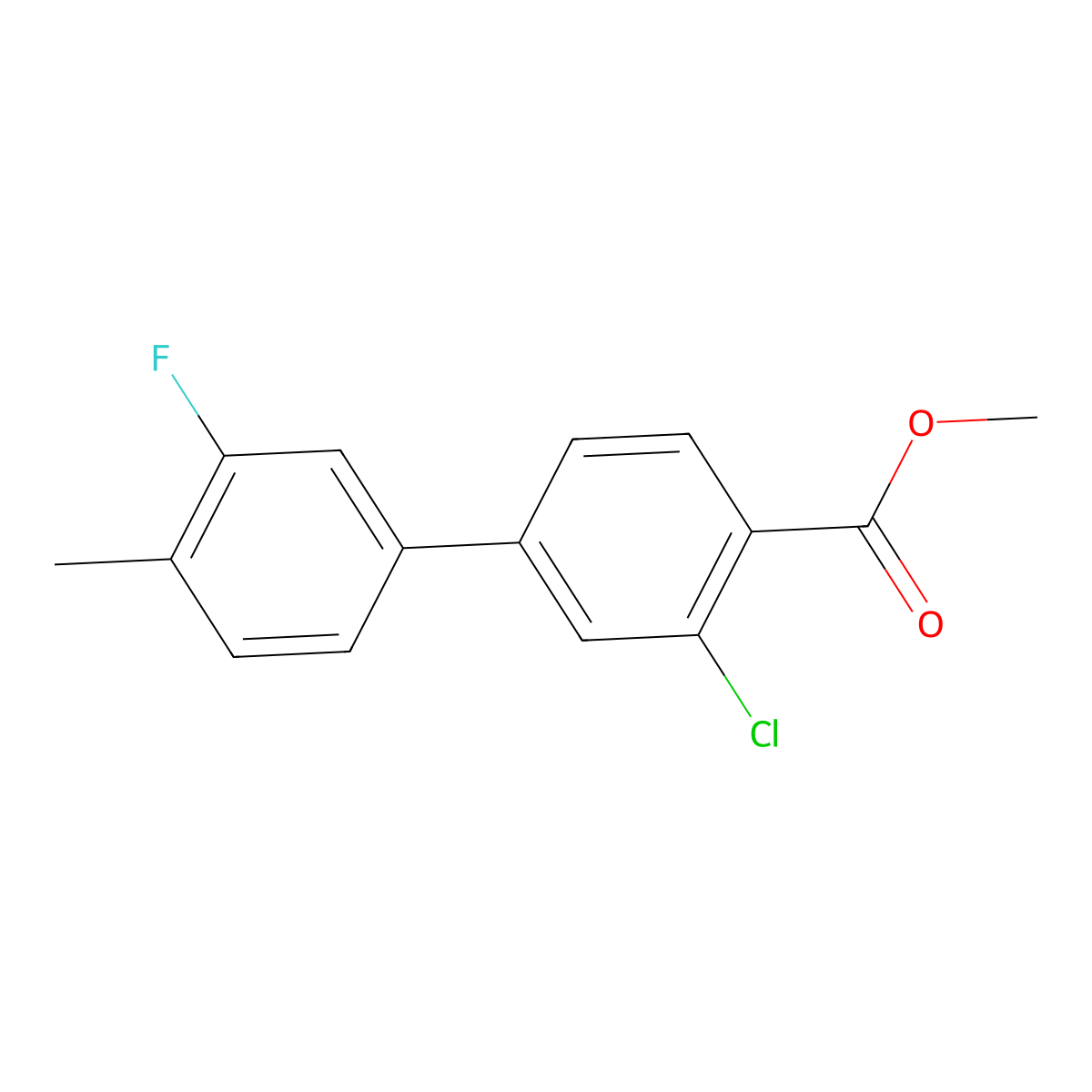 Methyl 2-chloro-4-(3-fluoro-4-methylphenyl)benzoate molecular structure, CAS 1820741-86-3