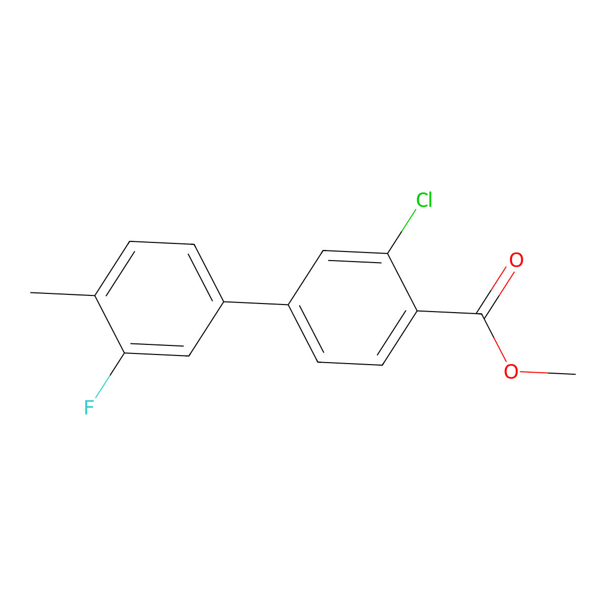 Methyl 2-chloro-4-(3-fluoro-4-methylphenyl)benzoate molecular structure, CAS 1820741-86-3