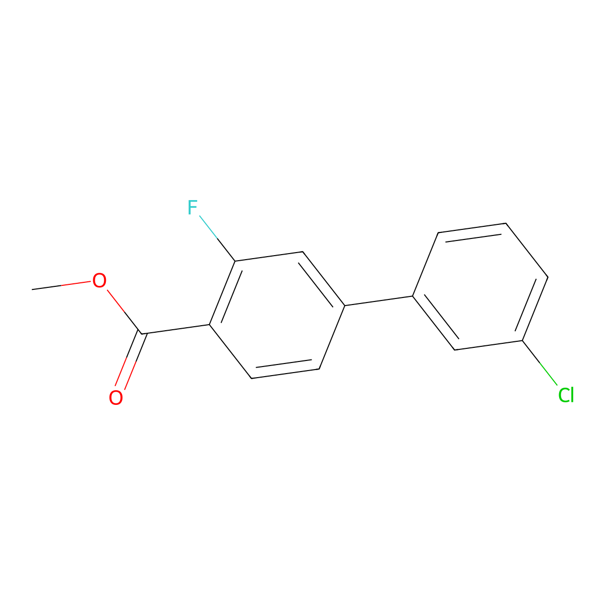 Methyl 4-(3-chlorophenyl)-2-fluorobenzoate molecular structure, CAS 1820741-87-4