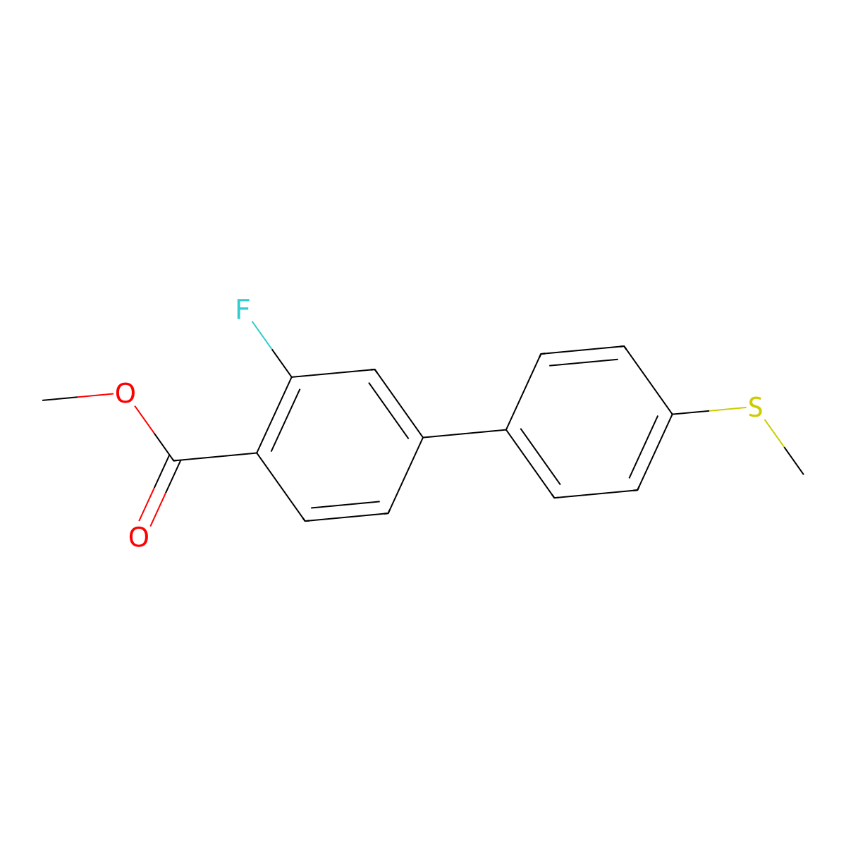 Methyl 2-fluoro-4-[4-(methylsulfanyl)phenyl]benzoate molecular structure, CAS 1820747-11-2