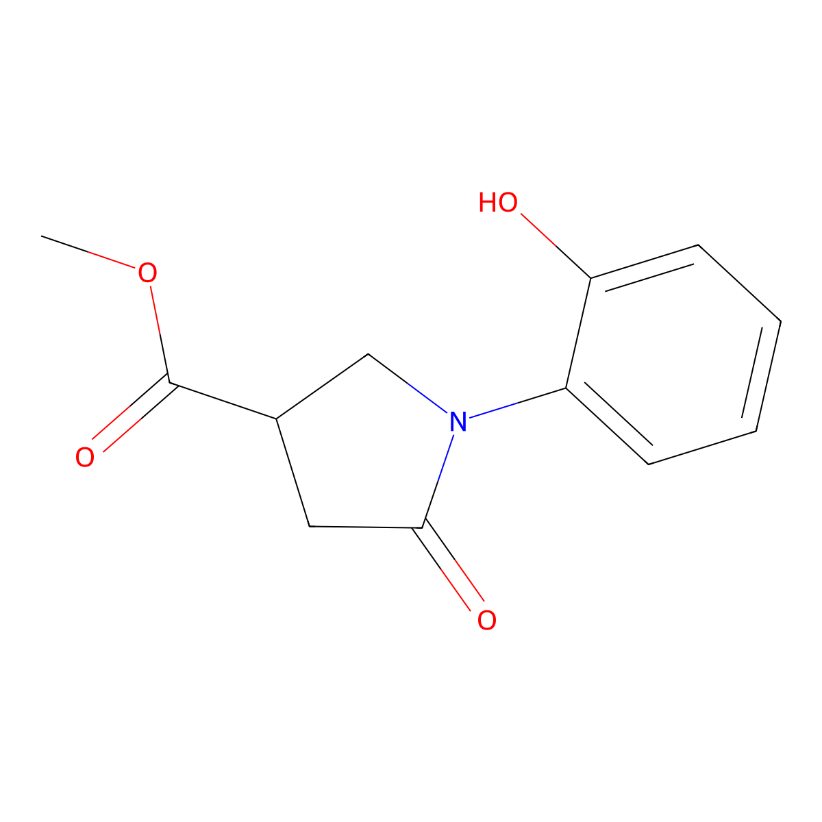 Methyl 1-(2-hydroxyphenyl)-5-oxopyrrolidine-3-carboxylate molecular structure, CAS 1820747-17-8