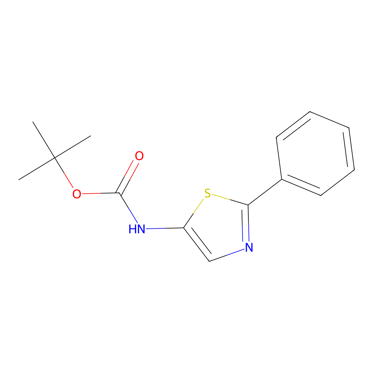tert-butyl N-(2-phenyl-1,3-thiazol-5-yl)carbamate molecular structure, CAS 1820747-32-7
