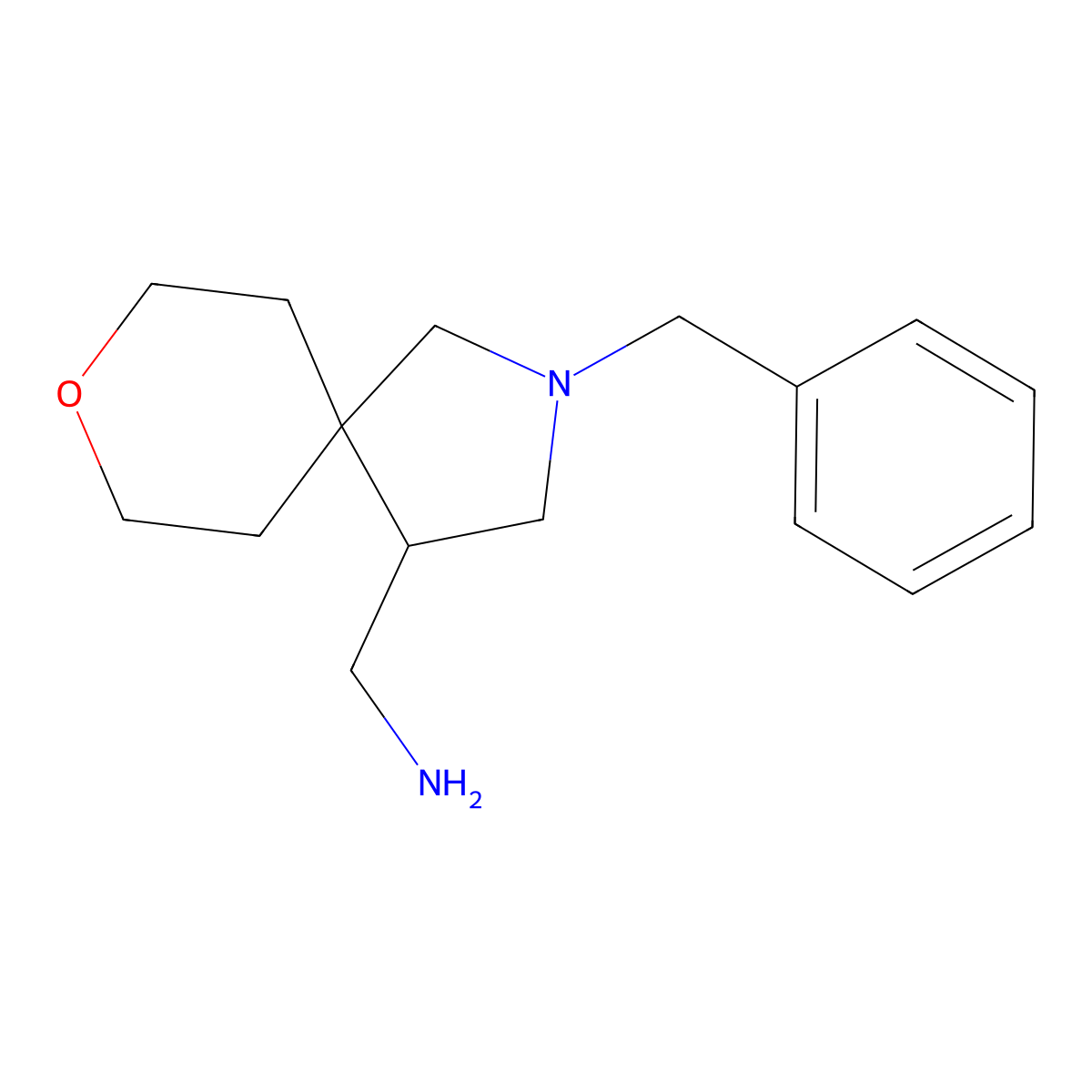 {2-Benzyl-8-oxa-2-azaspiro[4.5]decan-4-yl}methanamine molecular structure, CAS 1820747-60-1