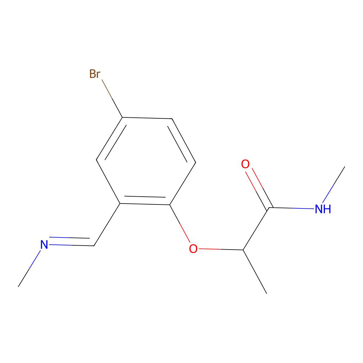 2-{4-bromo-2-[(methylimino)methyl]phenoxy}-N-methylpropanamide molecular structure, CAS 1820748-58-0