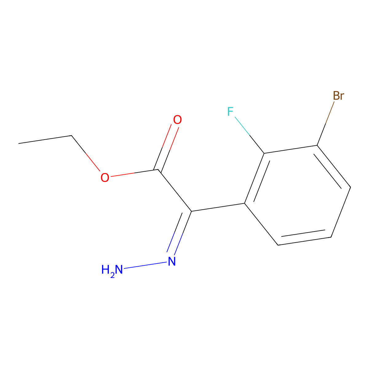 Ethyl (2Z)-2-(3-bromo-2-fluorophenyl)-2-hydrazinylideneacetate molecular structure, CAS 1820748-59-1