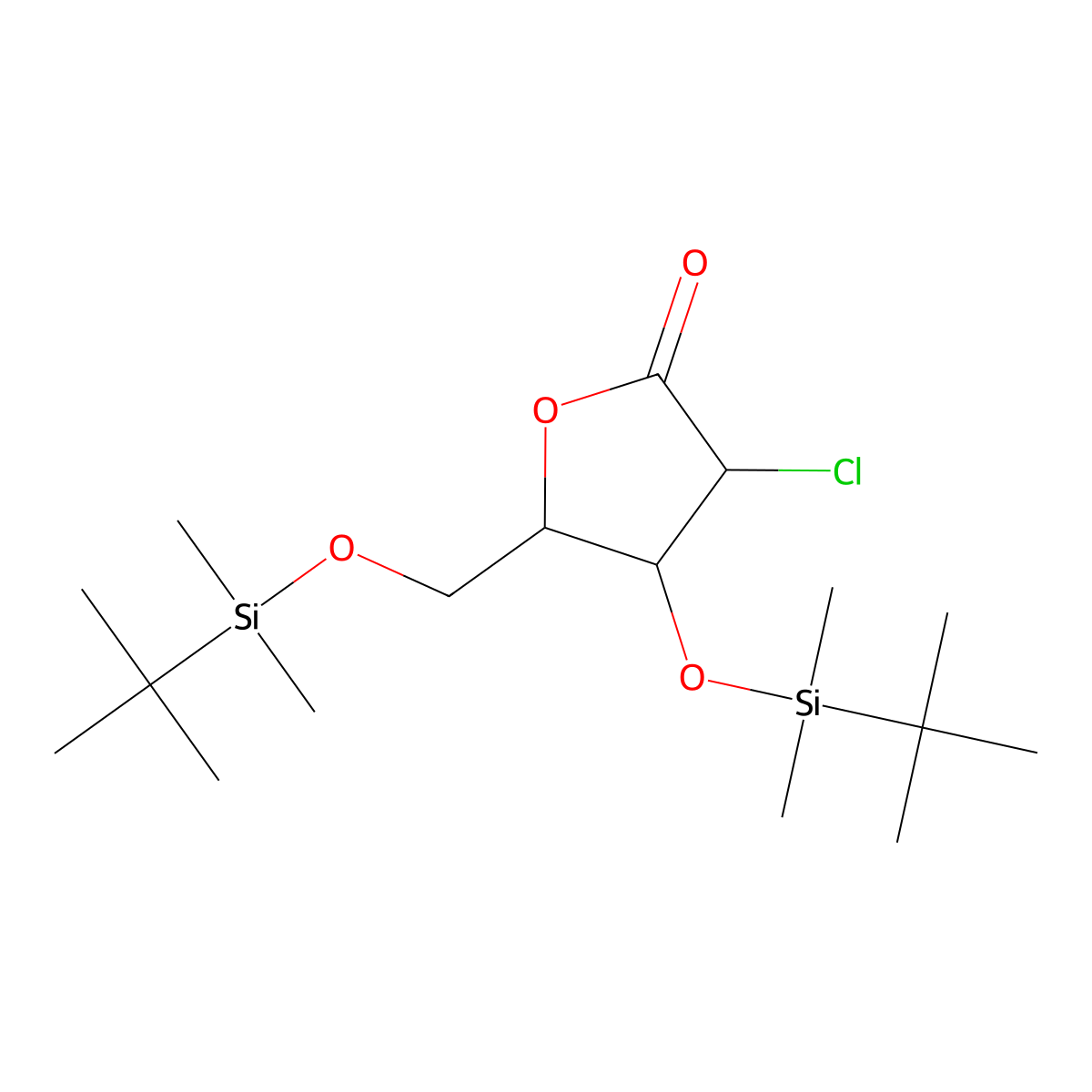 (4R,5R)-4-[(tert-butyldimethylsilyl)oxy]-5-{[(tert-butyldimethylsilyl)oxy]methyl}-3-chlorooxolan-2-one molecular structure, CAS 1820749-52-7