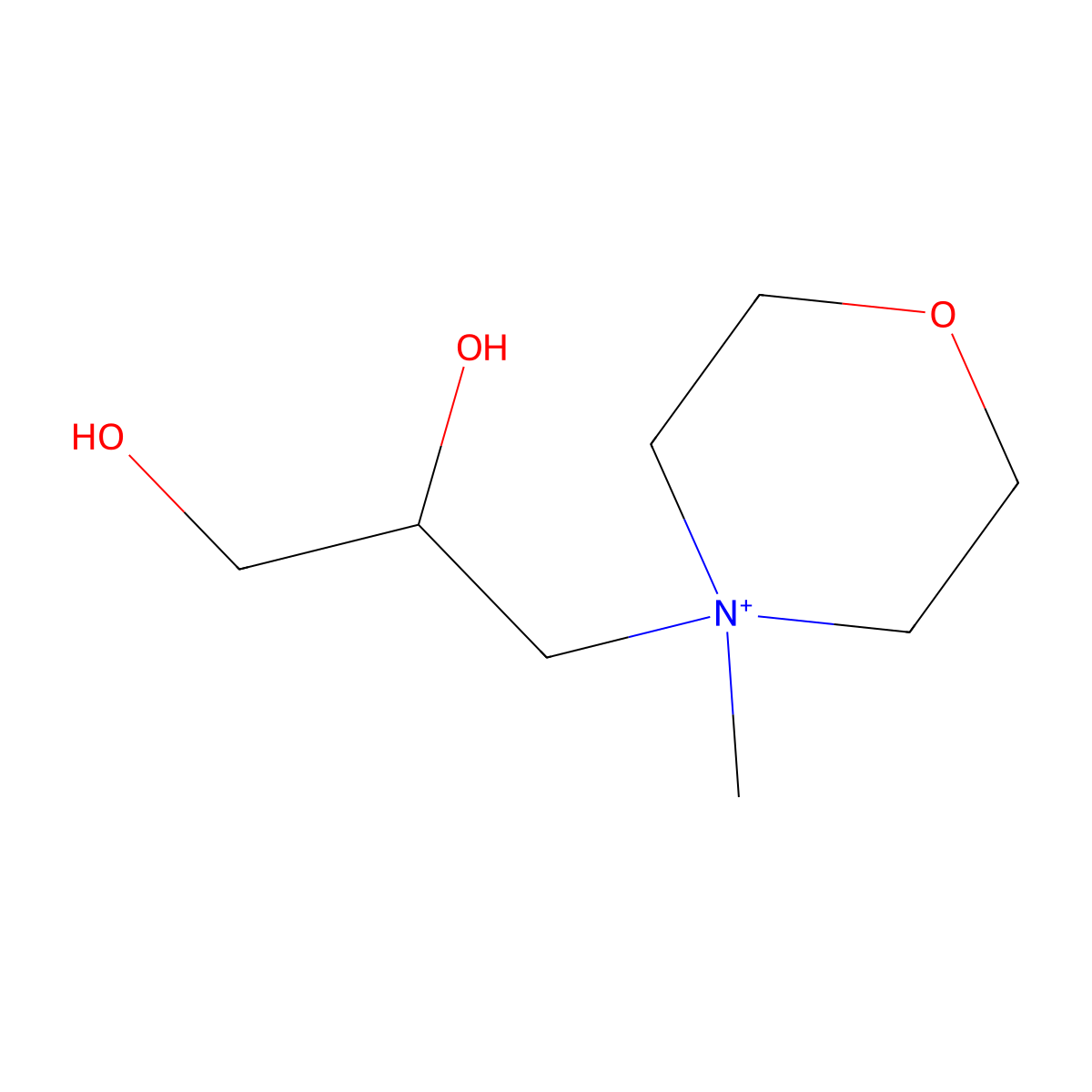 4-(2,3-Dihydroxypropyl)-4-methylmorpholin-4-ium molecular structure, CAS 182076-96-6