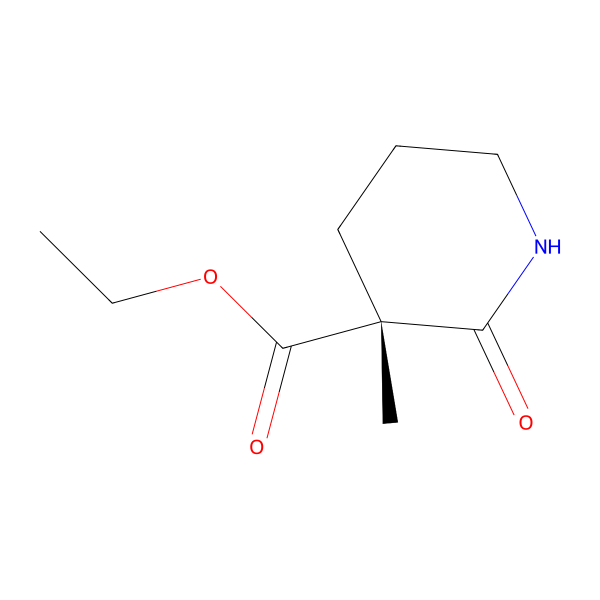 (R)-Ethyl 3-methyl-2-oxopiperidine-3-carboxylate molecular structure, CAS 1820805-40-0