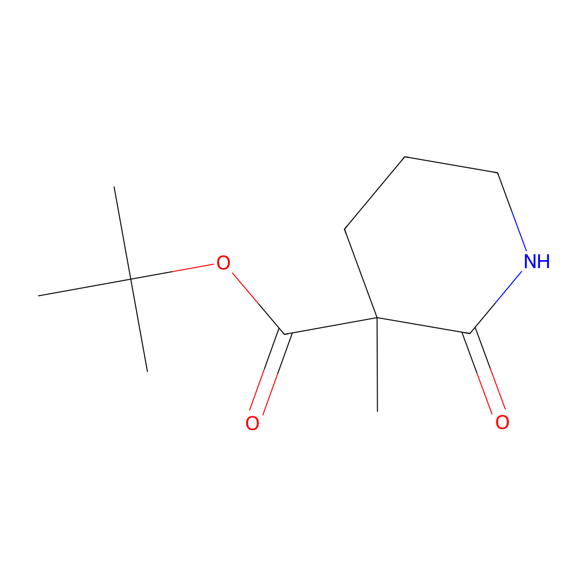 (S)-tert-Butyl 3-methyl-2-oxopiperidine-3-carboxylate molecular structure, CAS 1820805-42-2