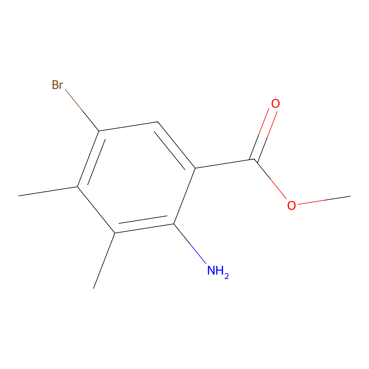Methyl 2-amino-5-bromo-3,4-dimethylbenzoate molecular structure, CAS 1820814-60-5