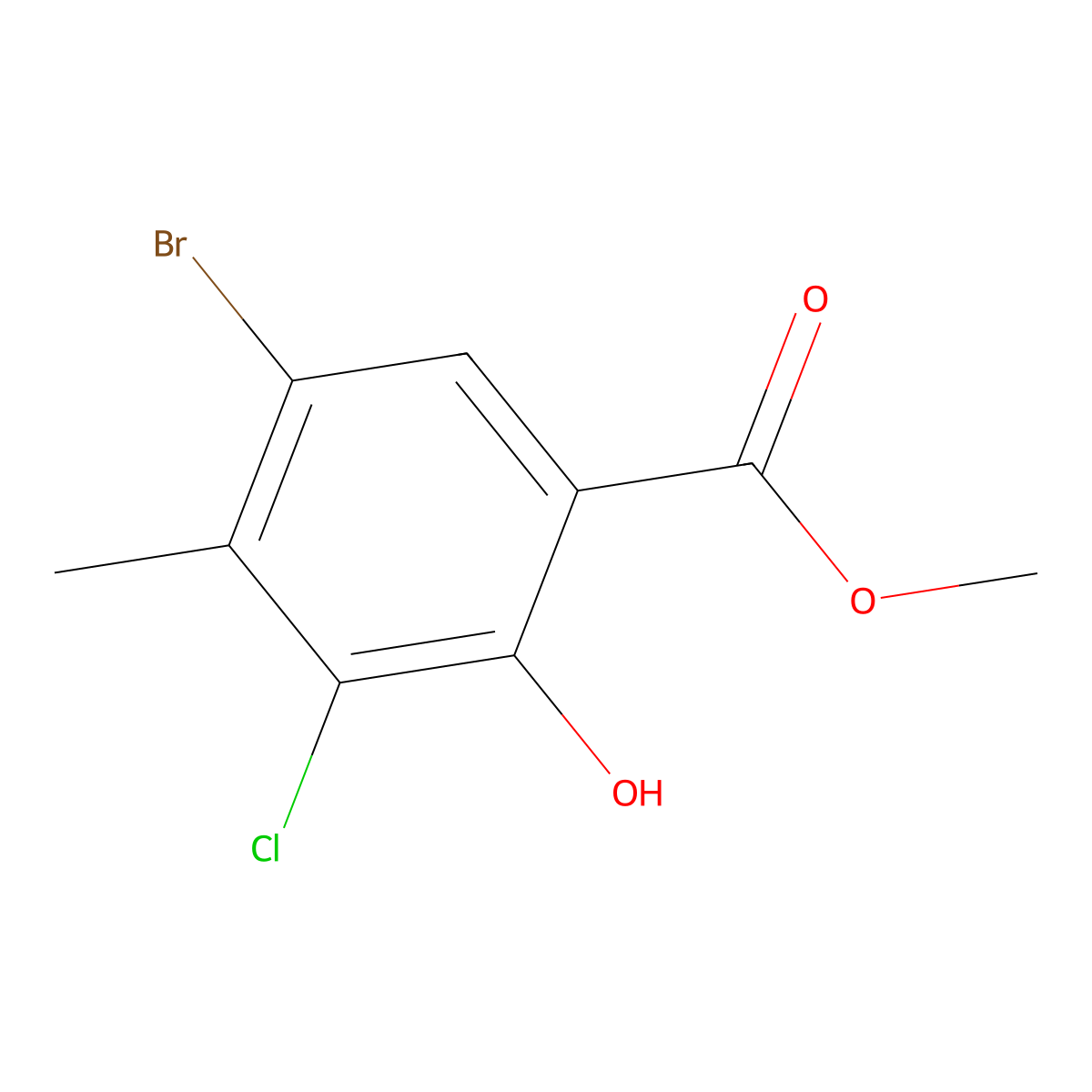 Methyl 5-bromo-3-chloro-2-hydroxy-4-methylbenzoate molecular structure, CAS 1820815-11-9