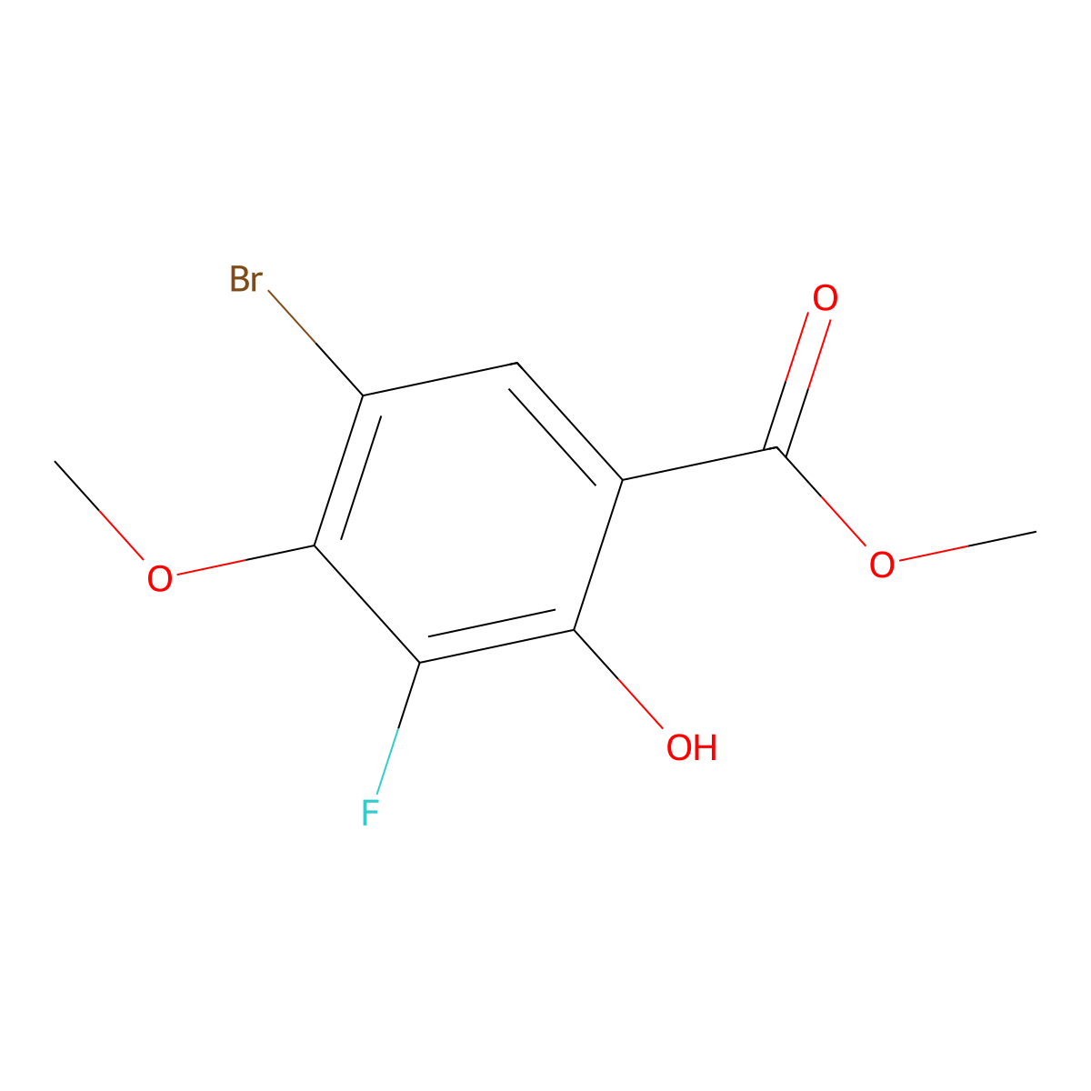 Benzoic acid, 5-bromo-3-fluoro-2-hydroxy-4-methoxy-, methyl ester molecular structure, CAS 1820815-31-3