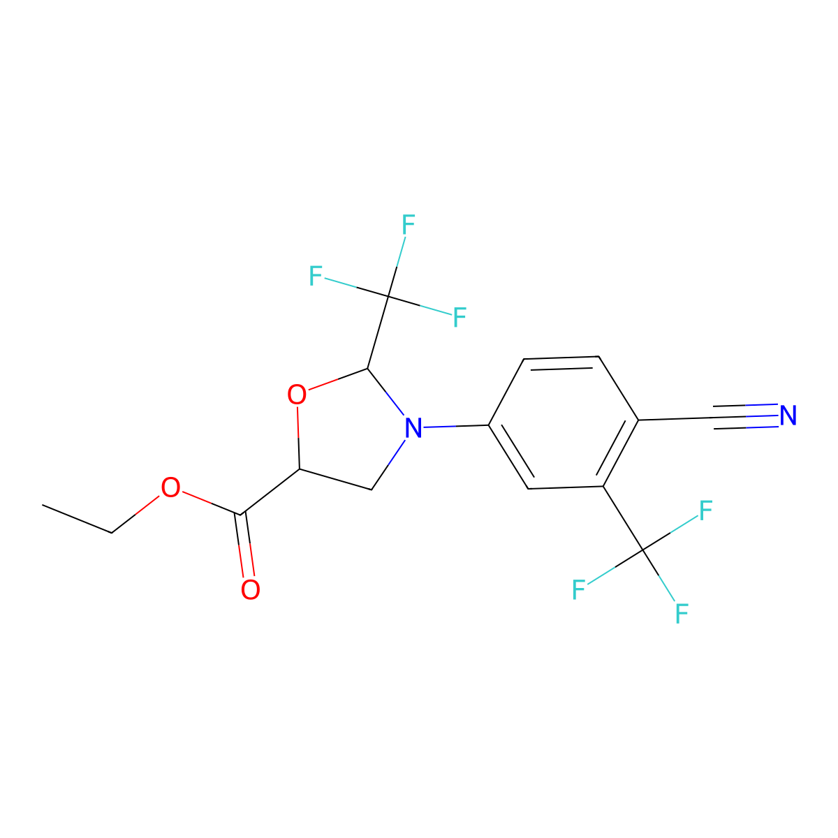 Ethyl (2S,5S)-3-[4-Cyano-3-(trifluoromethyl)phenyl]-2-(trifluoromethyl)oxazolidine-5-carboxylate molecular structure, CAS 1820827-57-3