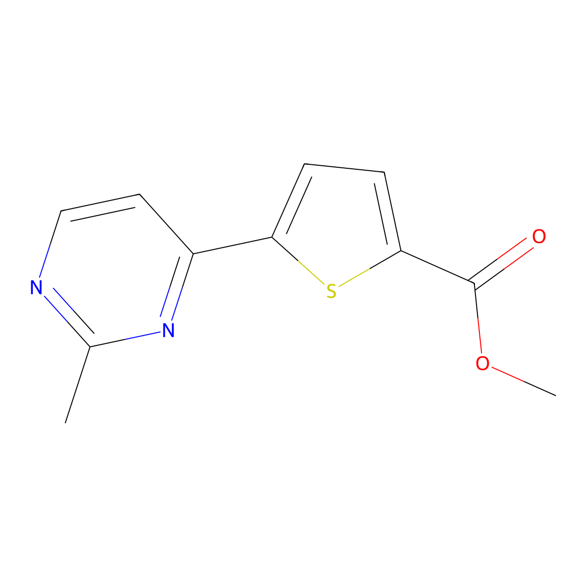 Methyl 5-(2-methylpyrimidin-4-yl)thiophene-2-carboxylate molecular structure, CAS 1820884-73-8