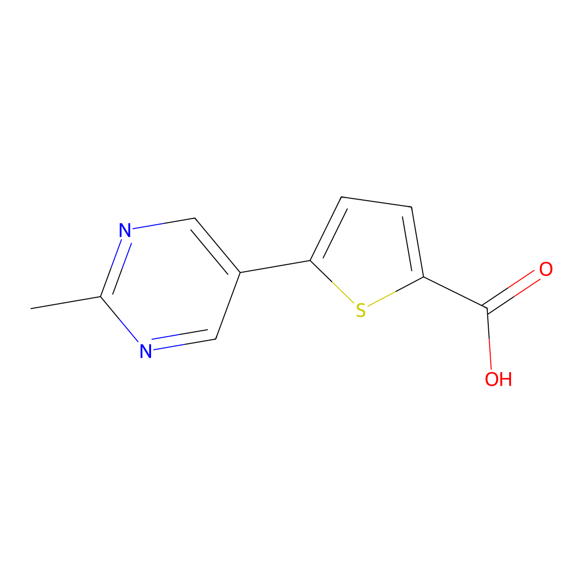 5-(2-Methyl-5-pyrimidinyl)-2-thiophenecarboxylic acid molecular structure, CAS 1820884-91-0