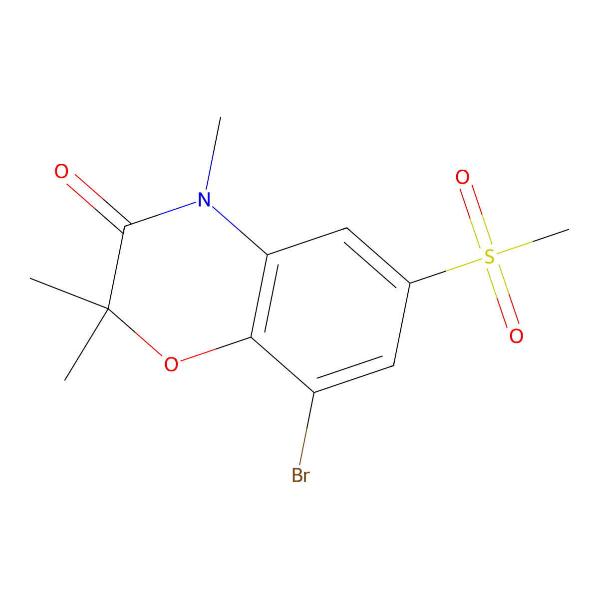 8-Bromo-2,2,4-trimethyl-6-(methylsulfonyl)-2H-benzo[b][1,4]oxazin-3(4H)-one molecular structure, CAS 1820889-84-6