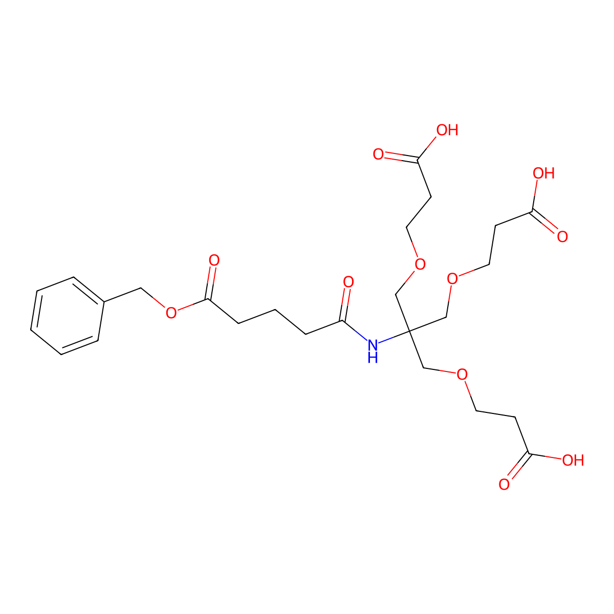 3-(2-(5-(Benzyloxy)-5-oxopentanamido)-3-(2-carboxyethoxy)-2-[(2-carboxyethoxy)methyl]propoxy)propanoic acid molecular structure, CAS 1820890-96-7