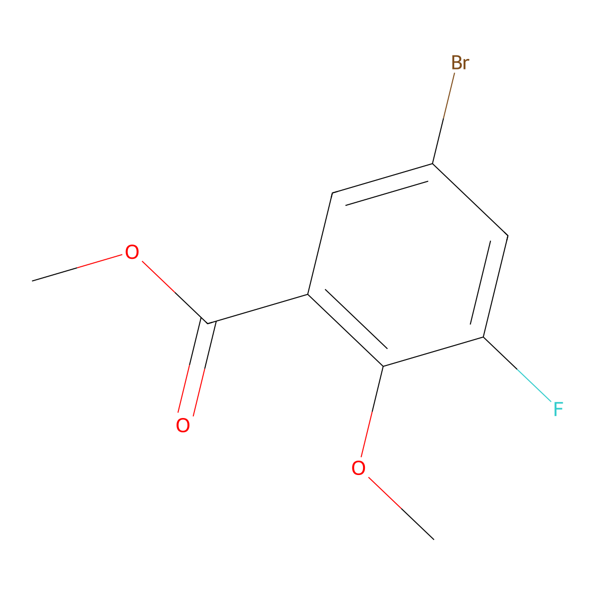 Methyl 5-bromo-3-fluoro-2-methoxybenzoate molecular structure, CAS 1820896-93-2