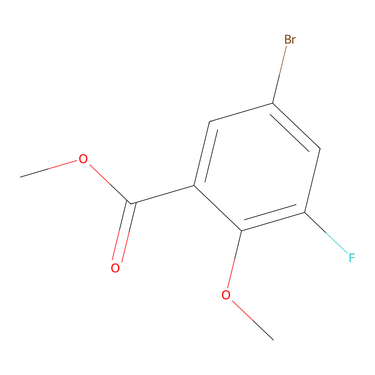Methyl 5-bromo-3-fluoro-2-methoxybenzoate molecular structure, CAS 1820896-93-2