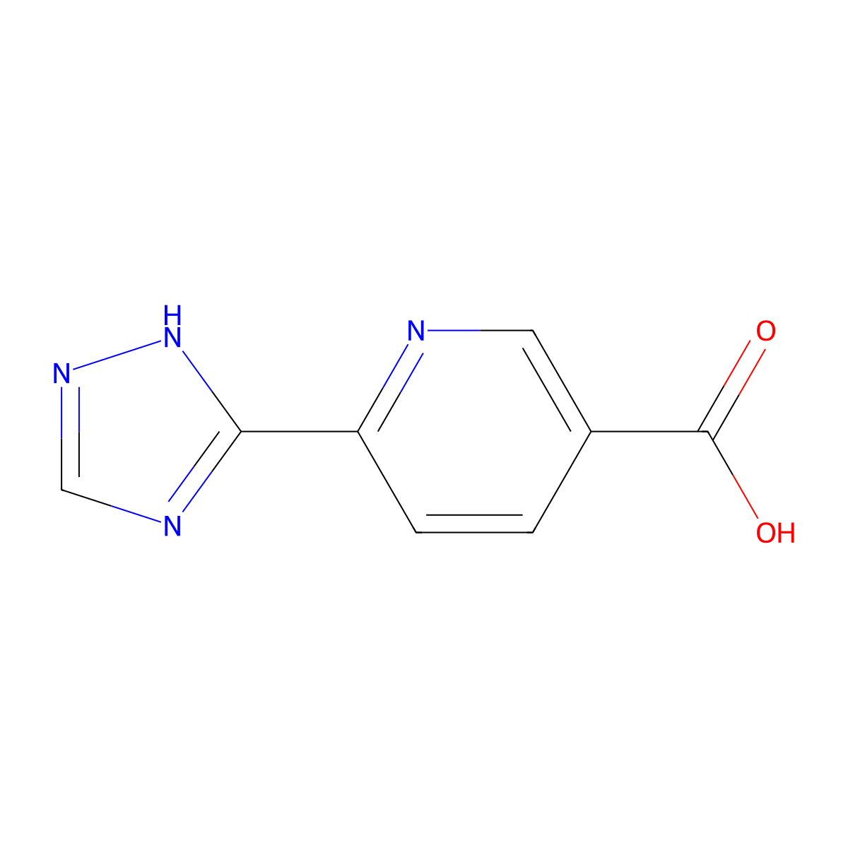 6-(1H-1,2,4-triazol-3-yl)pyridine-3-carboxylic acid molecular structure, CAS 1820906-12-4