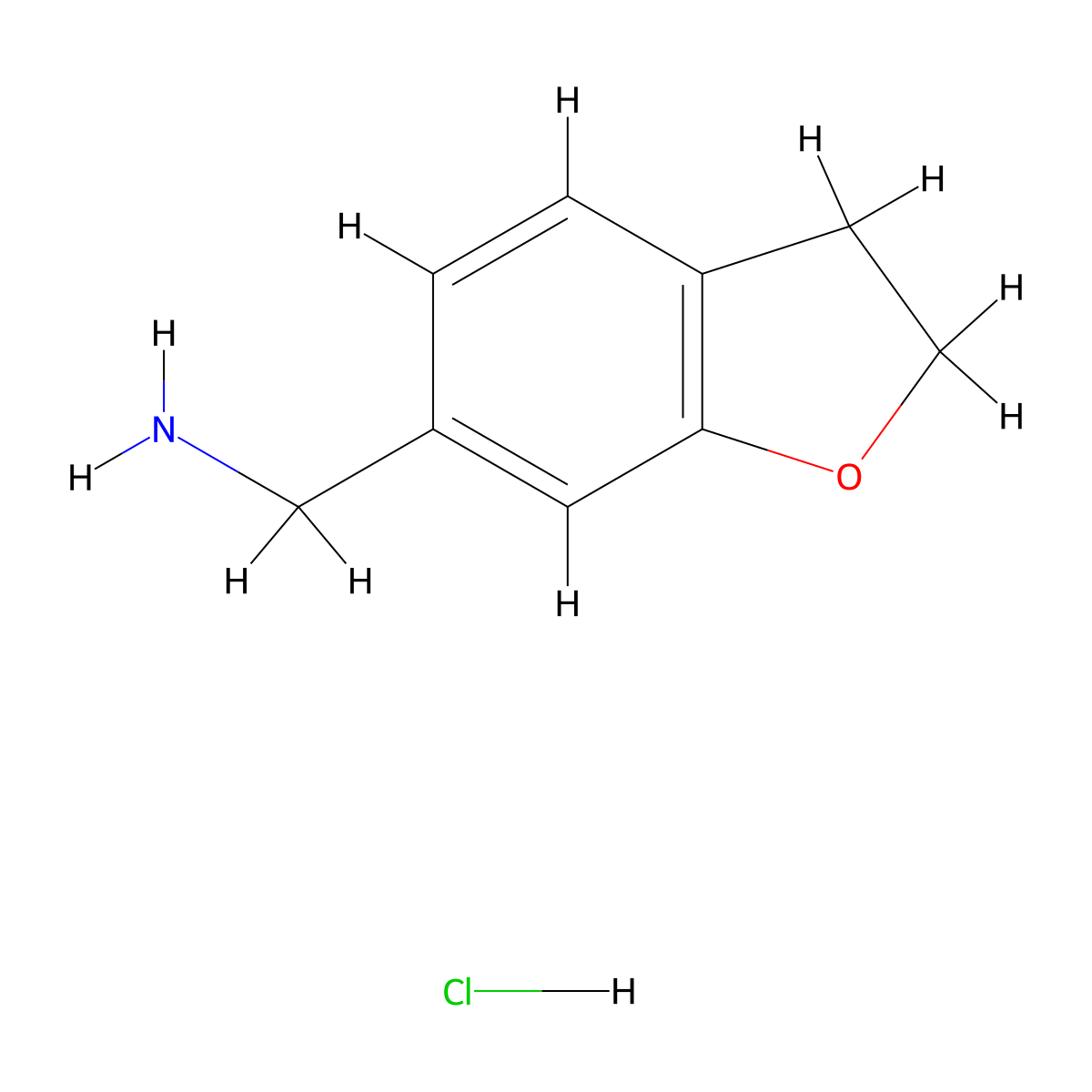 (2,3-Dihydro-1-benzofuran-6-yl)methanamine hydrochloride molecular structure, CAS 1820906-52-2