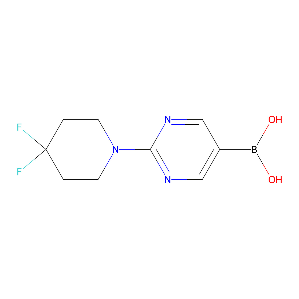 (2-(4,4-Difluoropiperidin-1-yl)pyrimidin-5-yl)boronic acid molecular structure, CAS 1820966-51-5