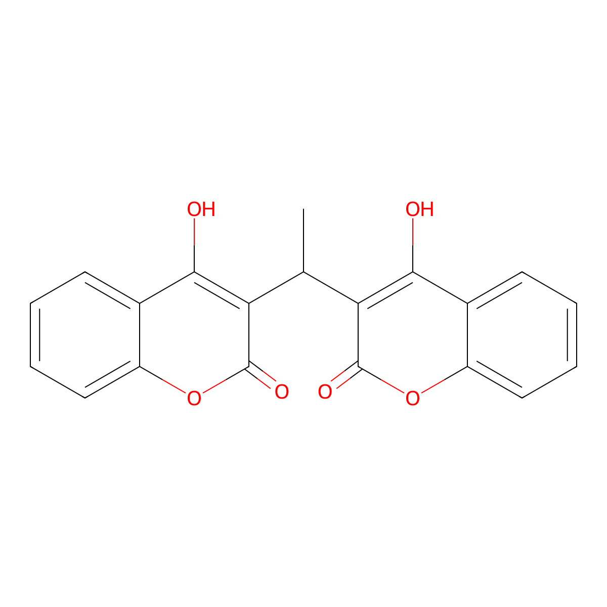 Ethylidene dicoumarol molecular structure, CAS 1821-16-5