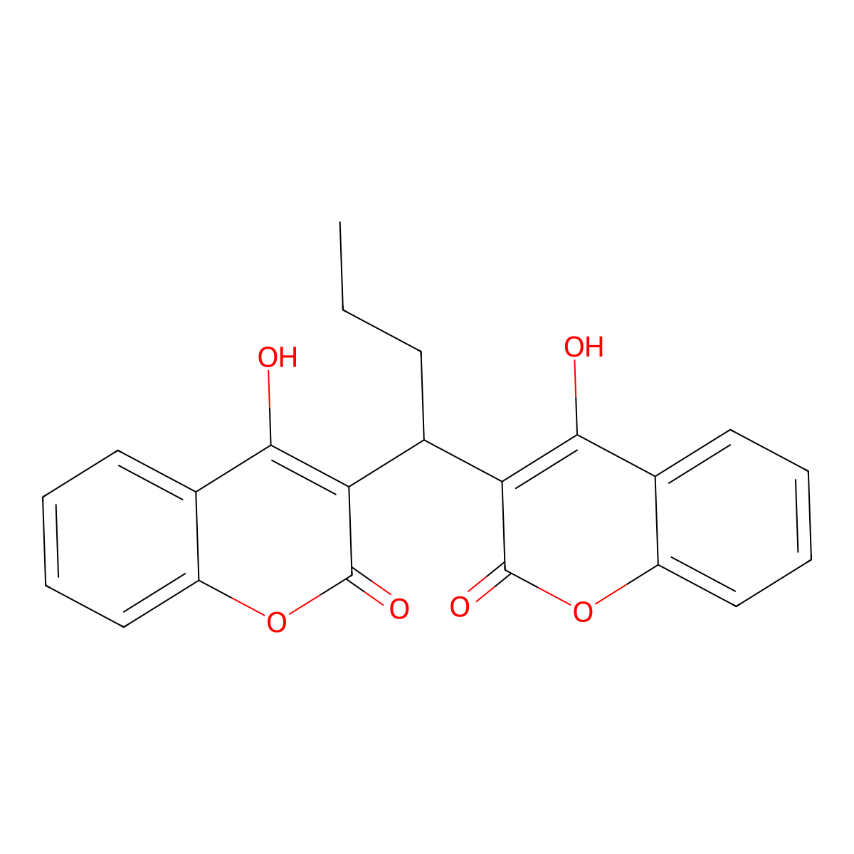 2H-1-Benzopyran-2-one, 3,3'-butylidenebis(4-hydroxy- molecular structure, CAS 1821-18-7